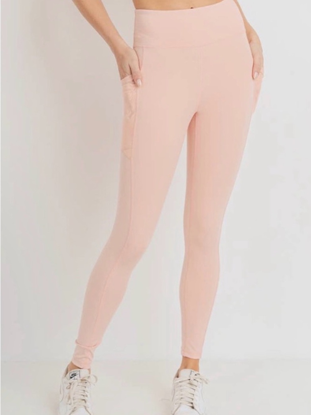 NWT Mono B Light Peach High-Rise Leggings with Side Pocket, large